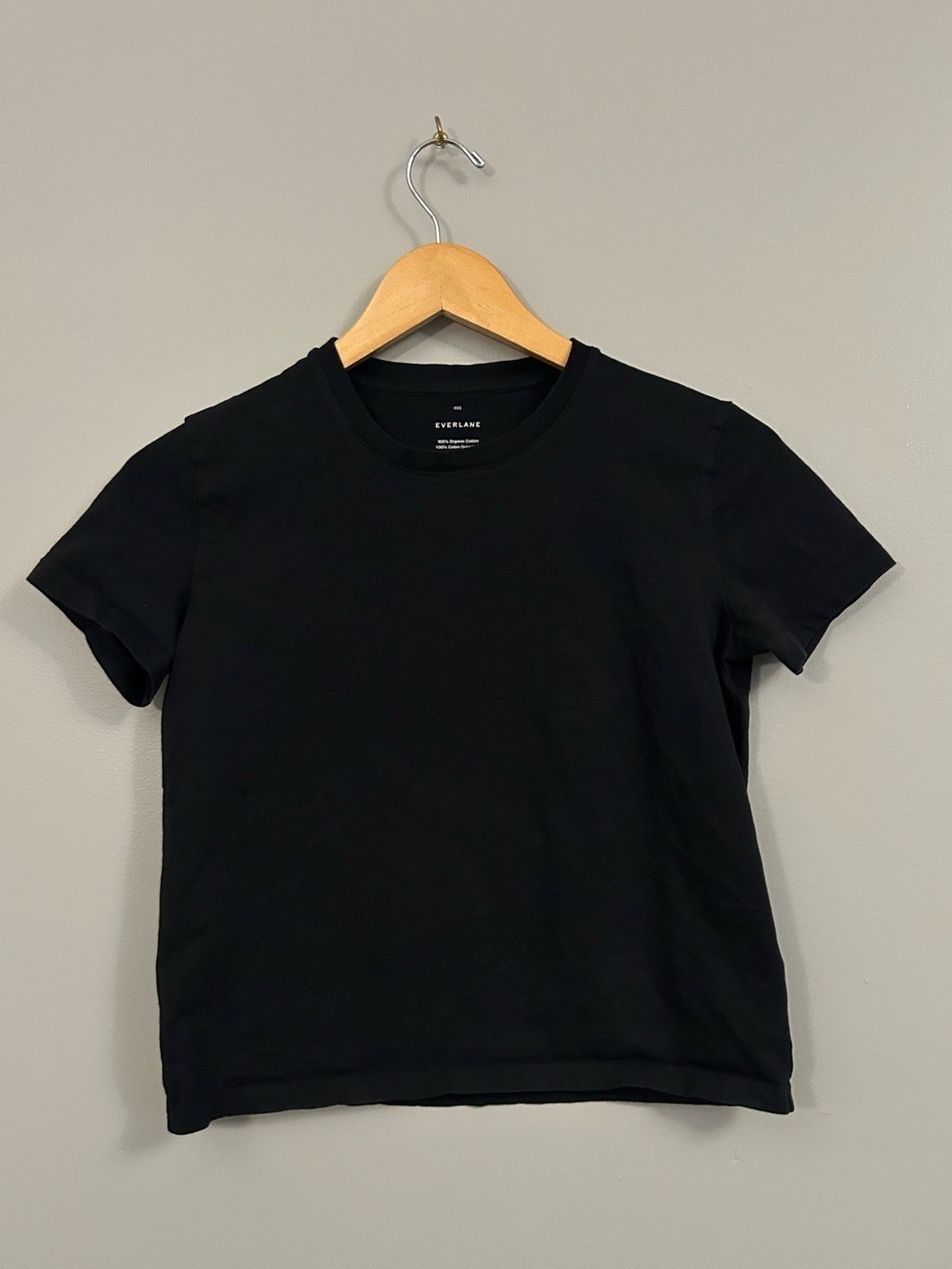 Everlane Black Women's Crop Tee Casual Organic Cotton XXS